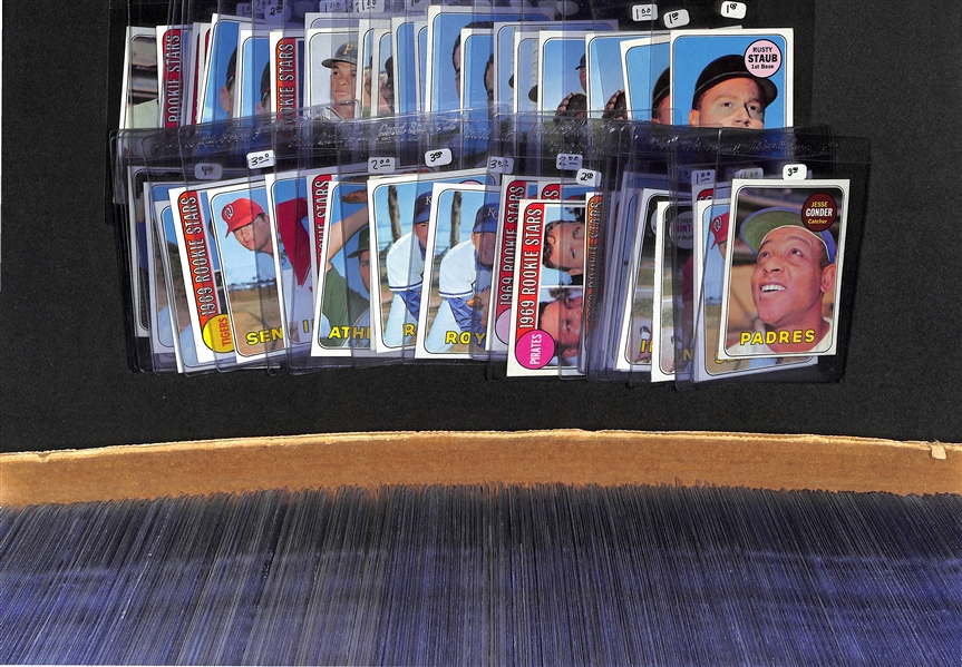 Lot of (500+) 1969 Topps Baseball Cards w. (2) Rusty Staub Cards