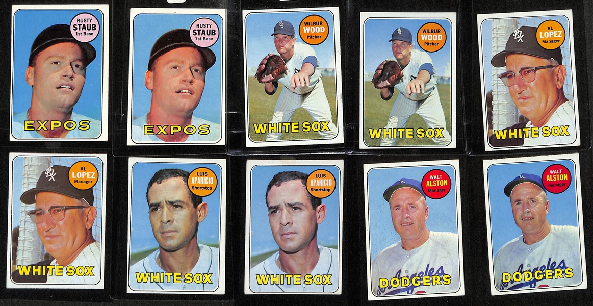 Lot of (500+) 1969 Topps Baseball Cards w. (2) Rusty Staub Cards