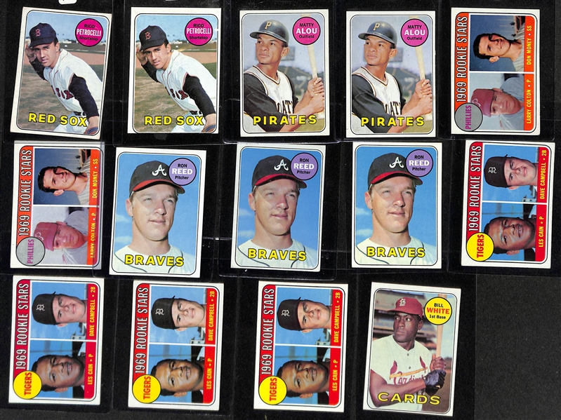 Lot of (500+) 1969 Topps Baseball Cards w. (2) Rusty Staub Cards