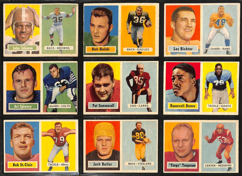 1957 Topps Football Partial Set - 127 of 154 Cards w. Night Train Lane Rookie Card