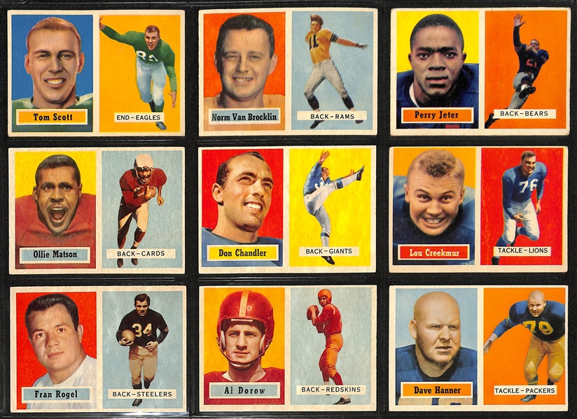 1957 Topps Football Partial Set - 127 of 154 Cards w. Night Train Lane Rookie Card