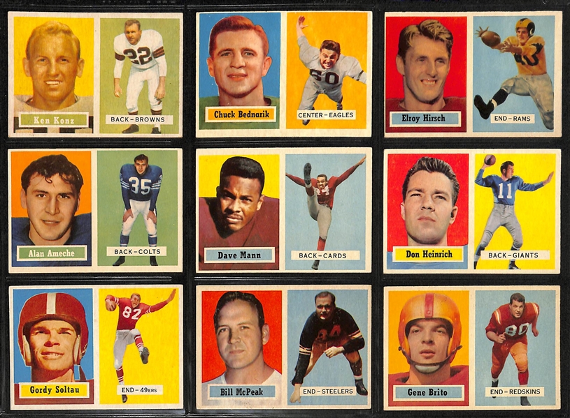 1957 Topps Football Partial Set - 127 of 154 Cards w. Night Train Lane Rookie Card