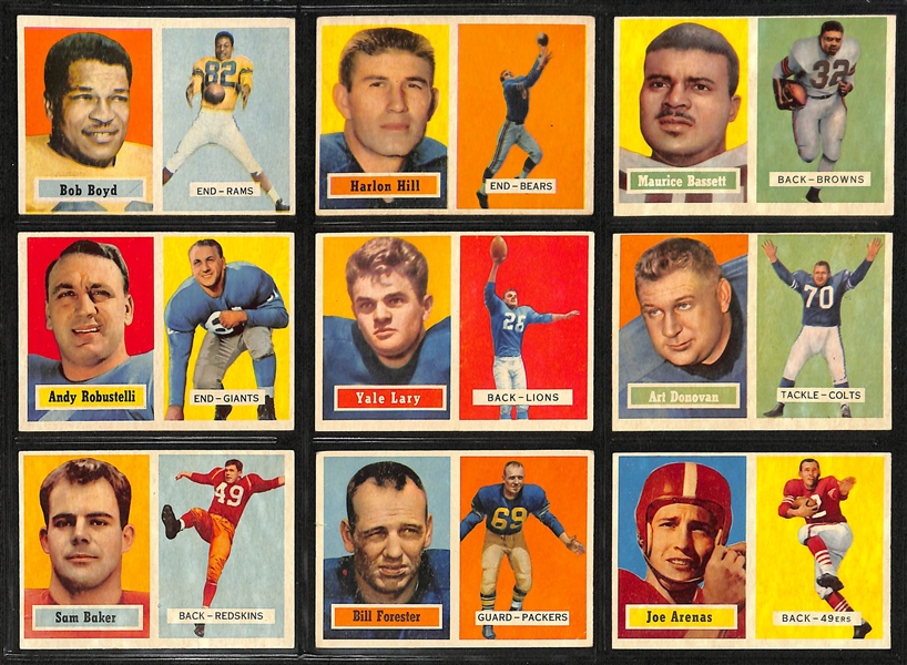 1957 Topps Football Partial Set - 127 of 154 Cards w. Night Train Lane Rookie Card