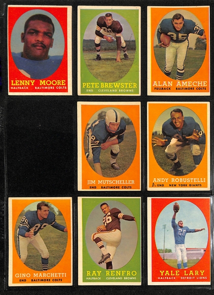 1958 Topps Football Partial Set - 104 of 132 cards w. Bobby Layne