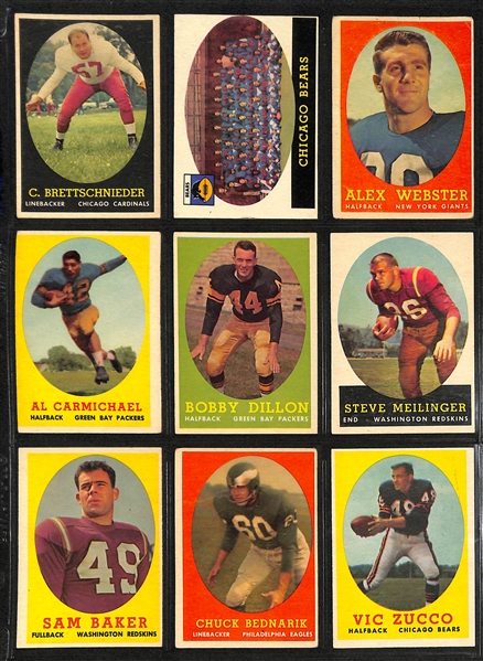 1958 Topps Football Partial Set - 104 of 132 cards w. Bobby Layne