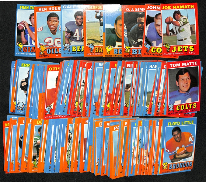 Lot of (200+) 1971 Topps Football Cards w. Joe Namath