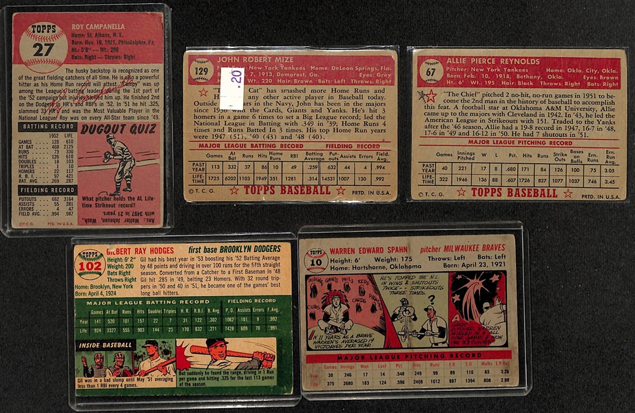  Lot of (80) 1952-1956 Topps Baseball Cards w. 1953 Topps Roy Campanella