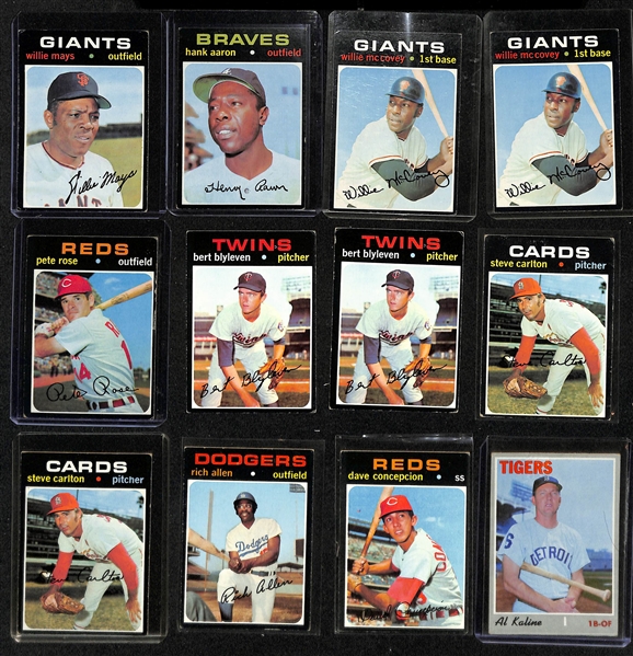 Lot of (175) 1970-71 Topps Baseball Cards w. 1971 Willie Mays & 1971 Hank Aaron