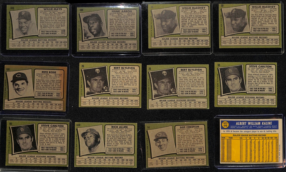 Lot of (175) 1970-71 Topps Baseball Cards w. 1971 Willie Mays & 1971 Hank Aaron