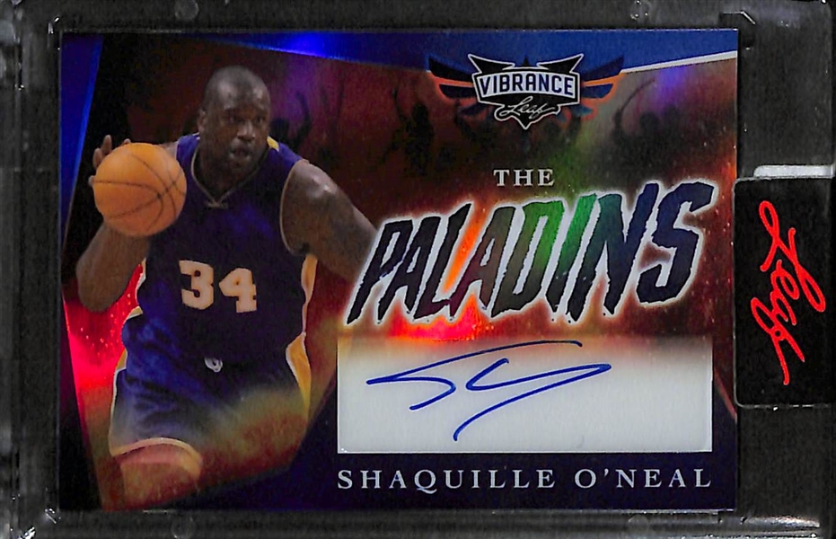 Lot of (2) Shaquille O'Neal Leaf Vibrance Autographs- The Paladins (#/20), Chromaticity (#/5)