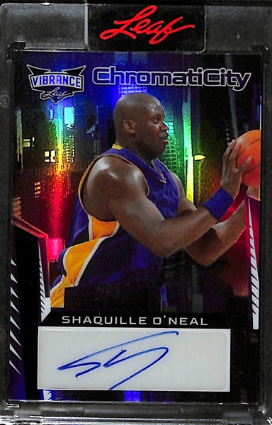 Lot of (2) Shaquille O'Neal Leaf Vibrance Autographs- The Paladins (#/20), Chromaticity (#/5)