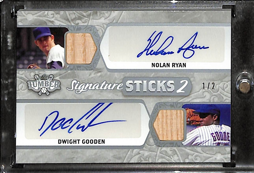 2022 Leaf Lumber Nolan Ryan/ Dwight Gooden Dual Autograph Bat Relic Signature Sticks (#/2)