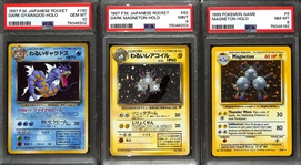 Lot of (3) PSA Graded 1990s Pokemon Cards inc. 1997 Japanese Dark Gyarados Holo (PSA 10),1997 Japanese Dark Magneton Holo (PSA 9), 1999 Base Set Magneton Holo (PSA 8) 