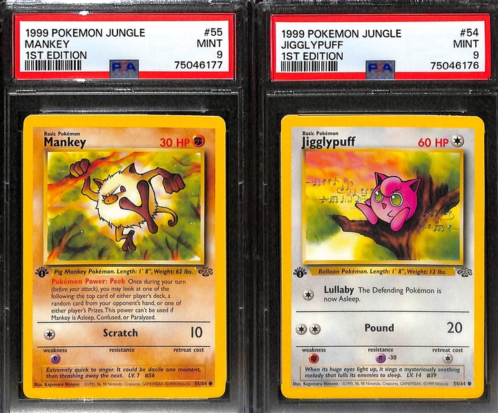 Lot of (12) PSA Graded 1999 1st Edition Jungle Pokemon Cards inc. Spearow (PSA 10), Rhydon (PSA 9), Rapidash (PSA 9), Venonat (PSA 9), + 