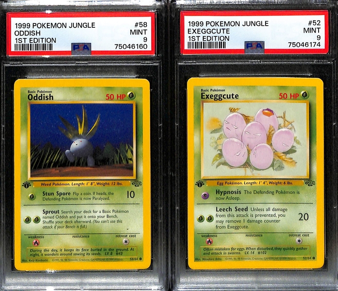 Lot of (12) PSA Graded 1999 1st Edition Jungle Pokemon Cards inc. Spearow (PSA 10), Rhydon (PSA 9), Rapidash (PSA 9), Venonat (PSA 9), + 