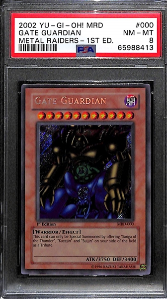 2002 YU-GI-OH! Metal Raiders 1st Edition Gate Guardian Graded PSA 8