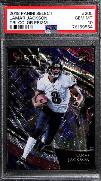 2018 Select Lamar Jackson Tri-Color /99 Graded PSA 10