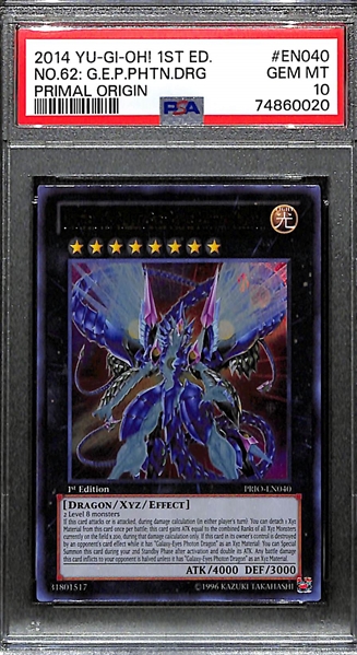 2014 Yu-Gi-Oh! 1st Edition Primal Origin Number 62: Galaxy-Eyes Prime Photon Dragon Graded PSA 10