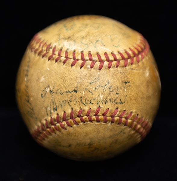 1944 Cincinnati Reds Signed Baseball - 20+ Signatures - w. Hans Lobert - JSA Auction Letter