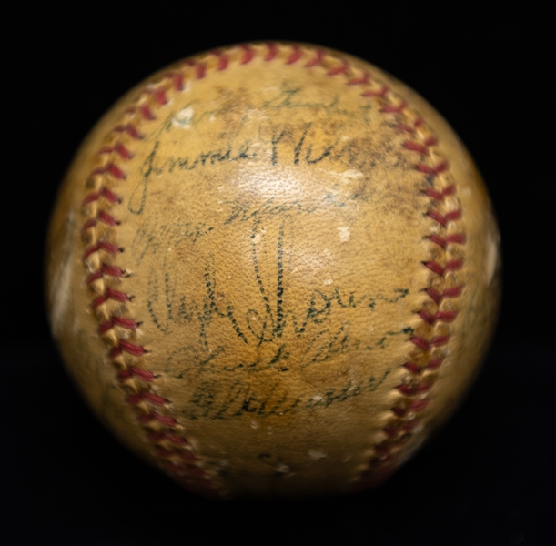 1944 Cincinnati Reds Signed Baseball - 20+ Signatures - w. Hans Lobert - JSA Auction Letter