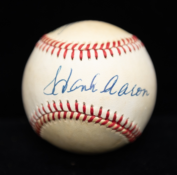 HOFers Hank Aaron & Eddie Mathews Dual Signed Baseball - JSA Auction Letter