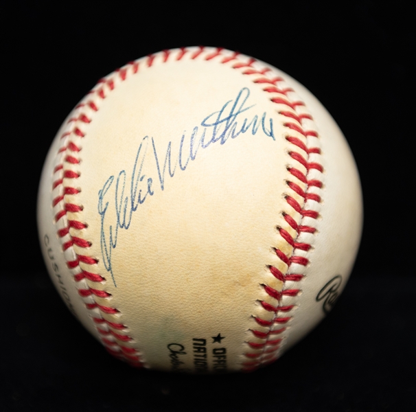 HOFers Hank Aaron & Eddie Mathews Dual Signed Baseball - JSA Auction Letter