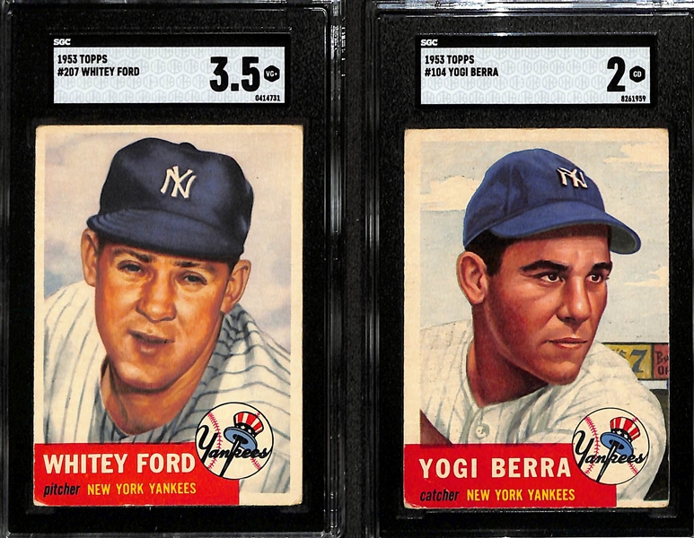 1953 Topps Lot - Whitey Ford (SGC 3.5) & Yogi Berra (SGC 2)