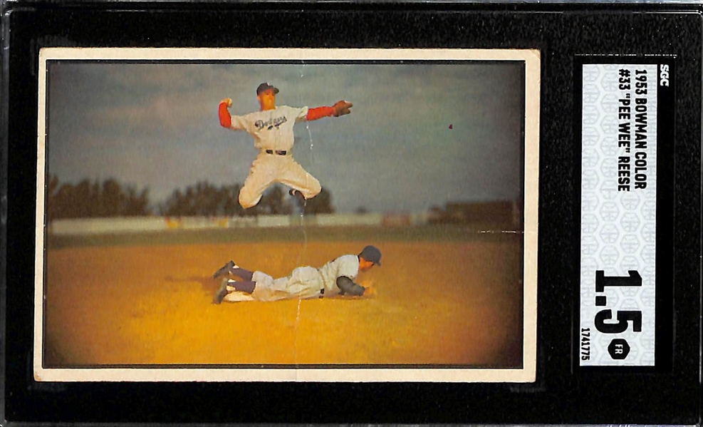 1953 Bowman Color Lot - Pee Wee Reese In-Action (SGC 1.5) & Stan Musial (SGC 2)