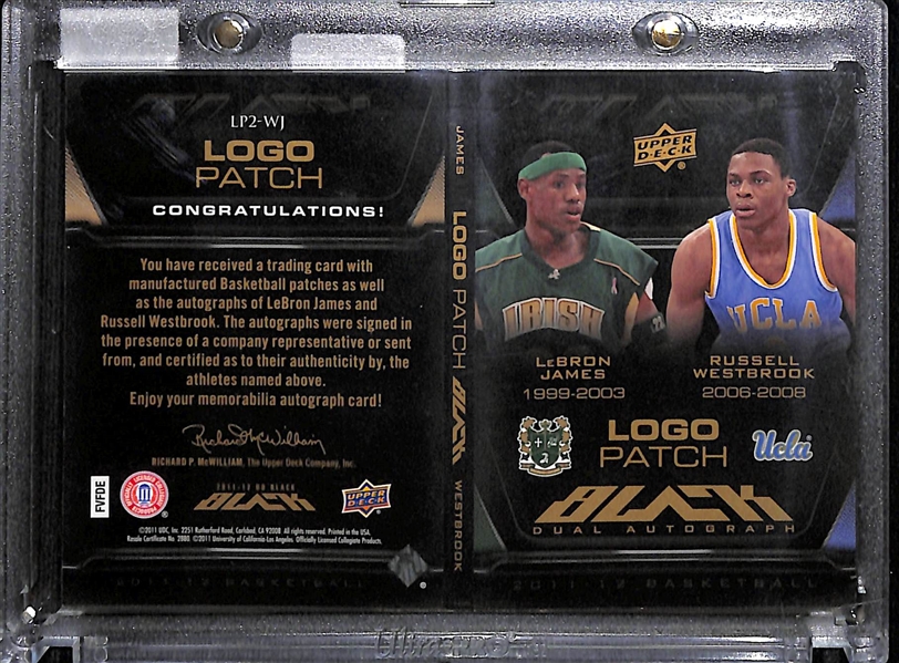 2011 Upper Deck LeBron James & Russell Westbrook Logo Patch Auto /25