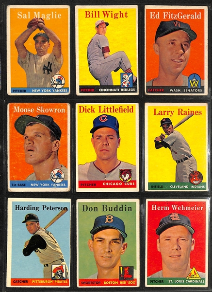 Lot of (200+) 1958-1959 Topps Baseball Cards w. 1959 Brooks Robinson (3rd Year)