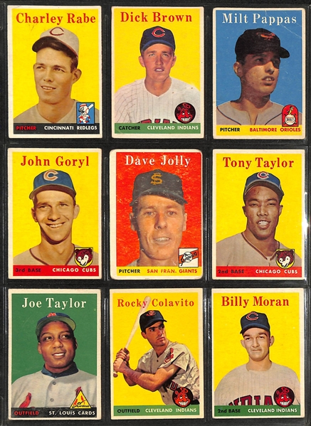 Lot of (200+) 1958-1959 Topps Baseball Cards w. 1959 Brooks Robinson (3rd Year)