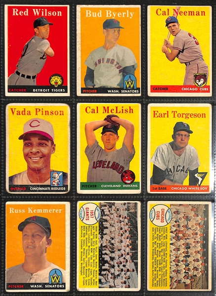 Lot of (200+) 1958-1959 Topps Baseball Cards w. 1959 Brooks Robinson (3rd Year)