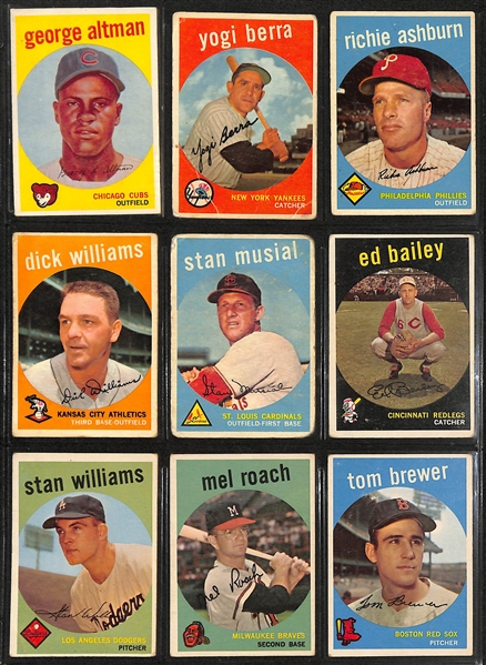 Lot of (200+) 1958-1959 Topps Baseball Cards w. 1959 Brooks Robinson (3rd Year)