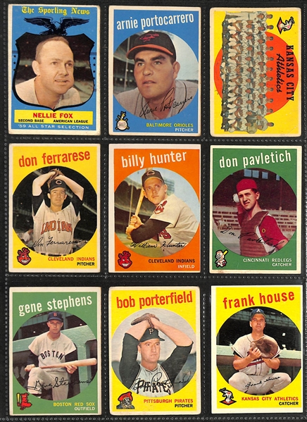 Lot of (200+) 1958-1959 Topps Baseball Cards w. 1959 Brooks Robinson (3rd Year)