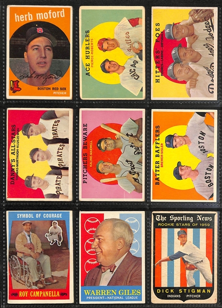 Lot of (200+) 1958-1959 Topps Baseball Cards w. 1959 Brooks Robinson (3rd Year)