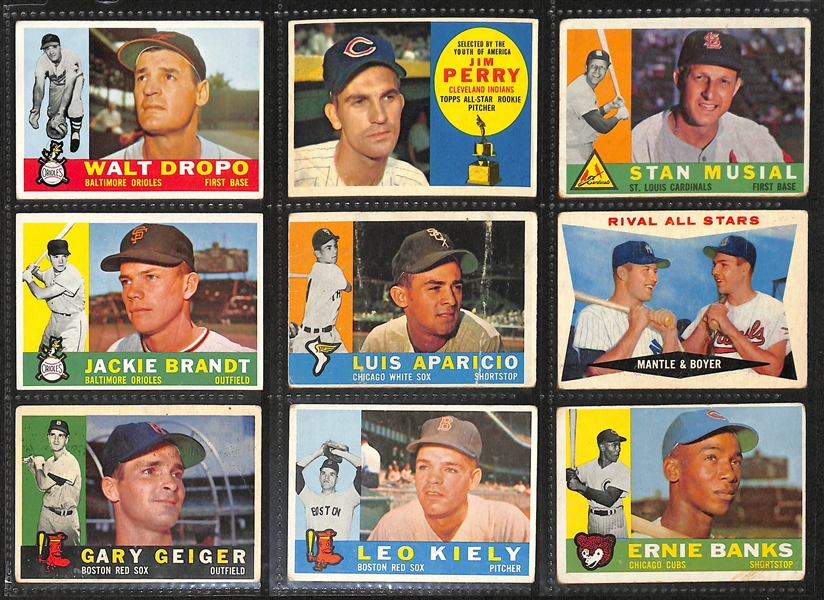 Lot of (250+) 1960-1969 Topps Baseball Cards w. 1960 Stan Musial