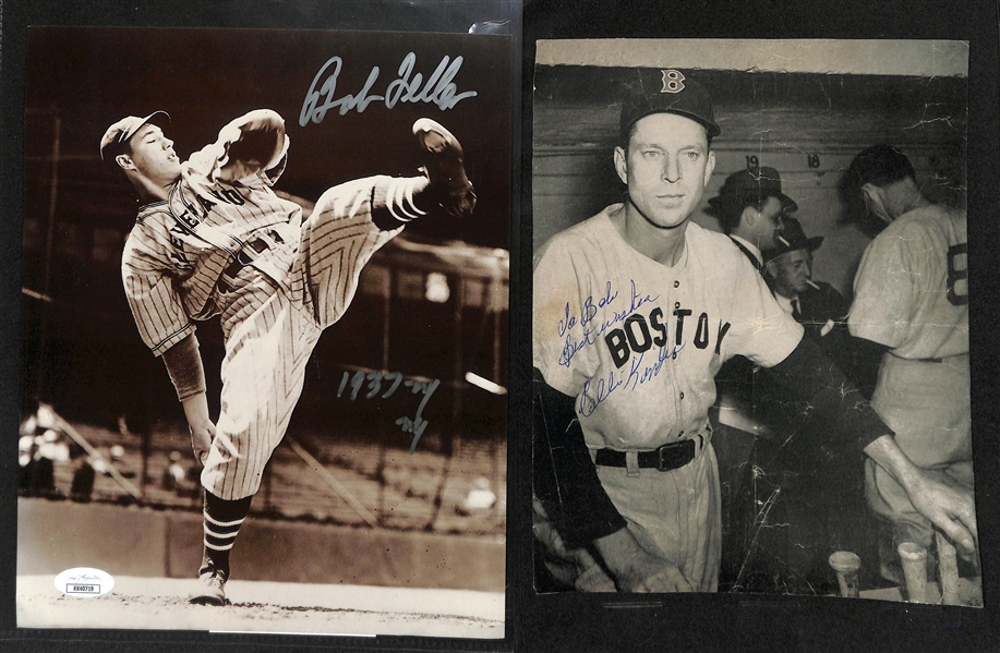 Lot of (42) Baseball Autographed Cards/Photos/Clippings w. Bob Feller & Ellis Kinder Photos (JSA COA) - JSA Auction Letter