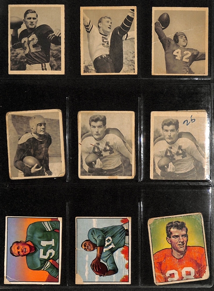 Lot of (90) 1948-1993 Football Cards (Multiple Manufacturers) w. 1948 Bowman Johnny Lujack Rookie Card