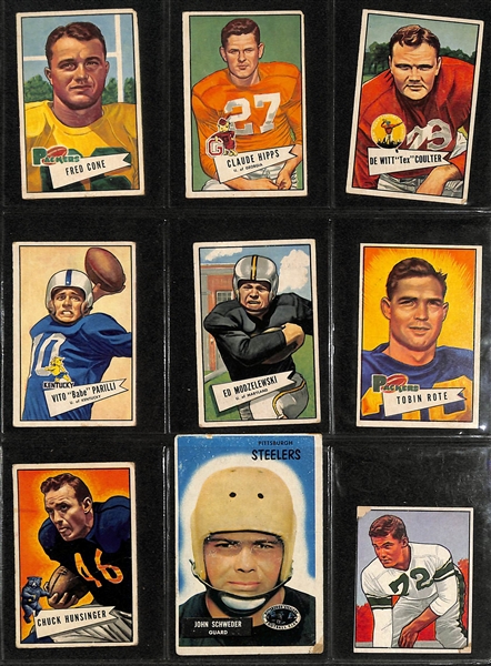 Lot of (90) 1948-1993 Football Cards (Multiple Manufacturers) w. 1948 Bowman Johnny Lujack Rookie Card