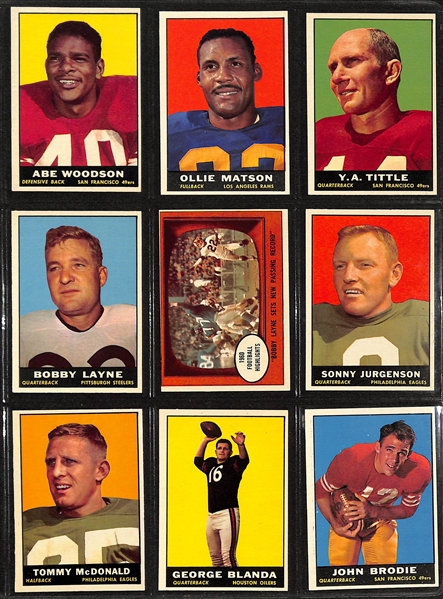 Lot of (70+) 1961 Topps Football Cards w. YA Tittle & Bobby Layne