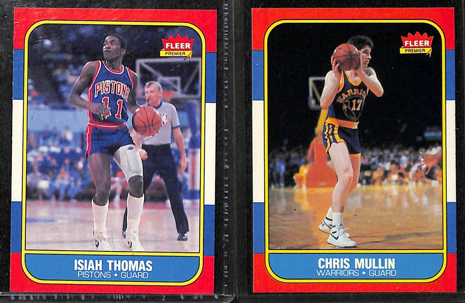 Lot of (22) 1981-1992 Basketball Cards (Multiple Manufacturers) w. 1986 Fleer Isiah Thomas & Chris Mullin Rookie Cards 