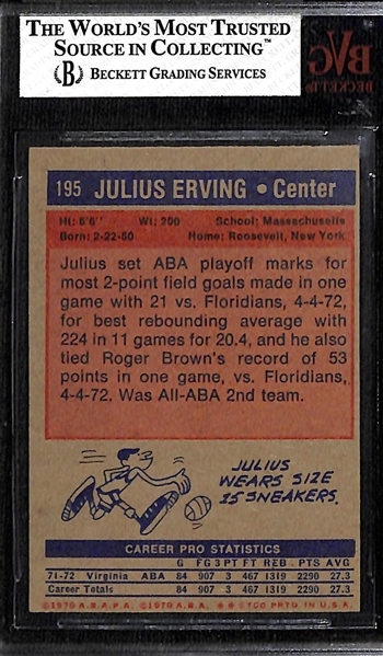 1972-73 Topps Julius Erving Rookie Card #195 Graded BVG 6.5 