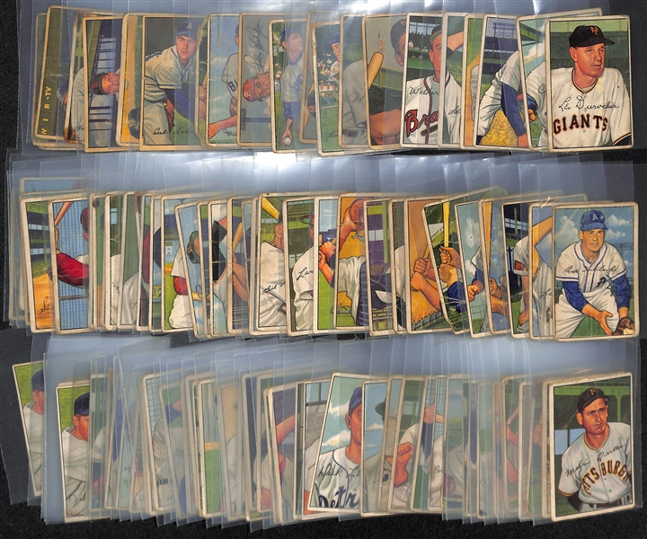 Lot of (100+) 1952 Different Bowman Baseball Cards w. Leo Durocher & Chuck Dressen