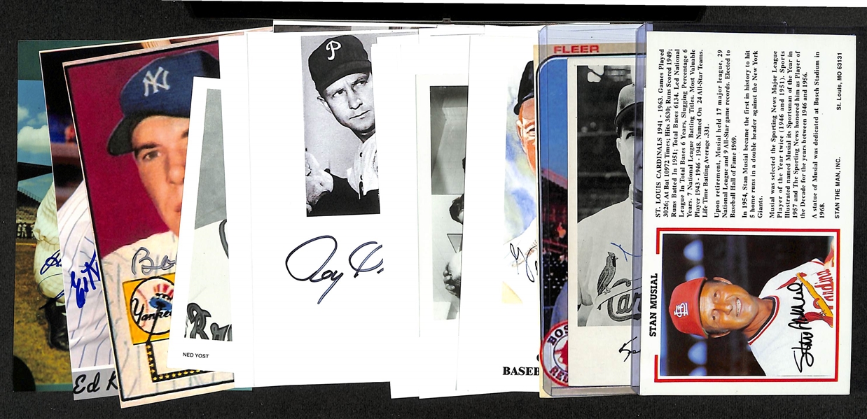 Lot of (24) Signed Baseball Photo Cards w. Stan Musial (JSA COA) & Ken Boyer (PSA/DNA) - JSA Auction Letter