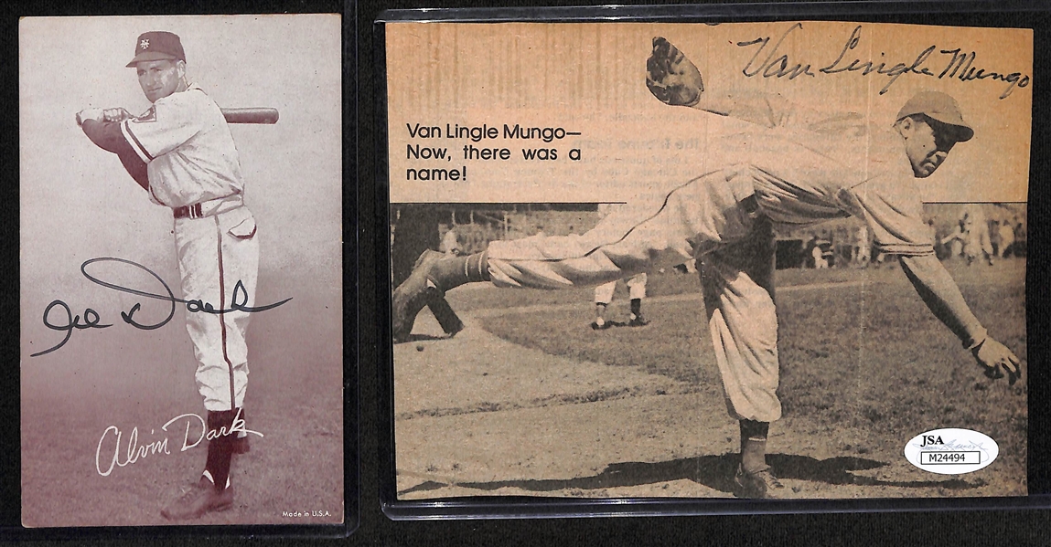 Lot of (7) Signed Baseball Photo Cards & Post Cards w. 1939 Playball Signed Babe Dahlgren Rookie Card - JSA Auction Letter
