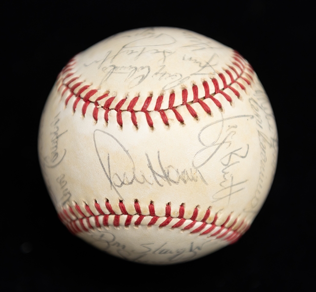 1983 Kansas City Royals Team Signed Baseball - 23 Signatures w. George Brett & Gaylord Perry - JSA Auction Letter