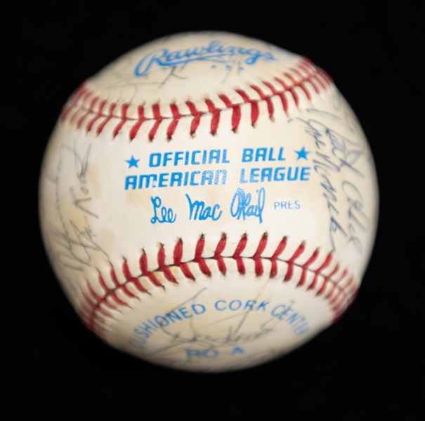 1983 Kansas City Royals Team Signed Baseball - 23 Signatures w. George Brett & Gaylord Perry - JSA Auction Letter