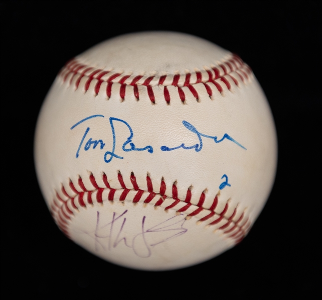 Lot of (2) Autographed Baseballs w. HOFers Tom Lasorda & Tony LaRussa - JSA Auction Letter