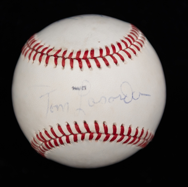 Lot of (2) Autographed Baseballs w. HOFers Tom Lasorda & Tony LaRussa - JSA Auction Letter