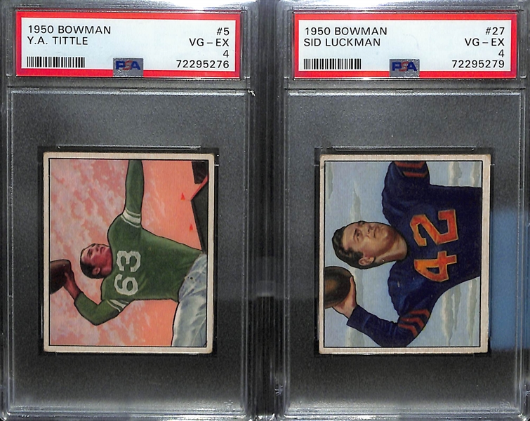 1950 Bowman Football Near Complete Set w. YA Tittle Rookie Card PSA 4 & Sid Luckman PSA 4